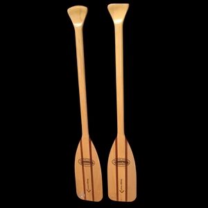 Feather Brand wooden canoe paddles,  produced by Caviness Woodworking Set Of 2